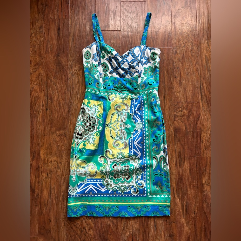 Multicolored Paisley Print Mini Dress Women’s Size Medium Hale Bob - Picture 8 of 15